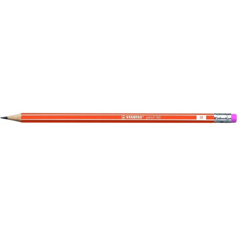 Ołówek STABILO 160 z gumką 2B pomarańczowy 2160/03-2B