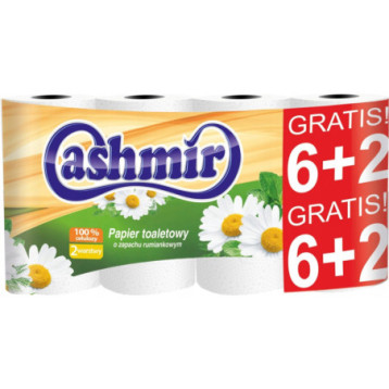 Papier toaletowy CASHMIR (6+2 rolki) rumianek 2w 100% celuloza 164852 Papier toaletowy CASHMIR (6+2 rolki) rumianek 2w 100% celuloza 164852