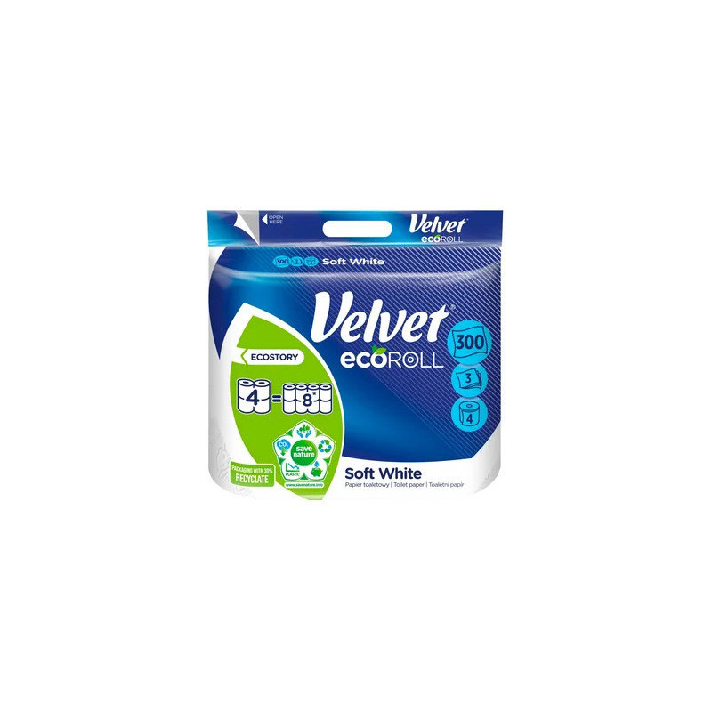 Papier toaletowy VELVET ECOROLL biały 3w. (4rol.)