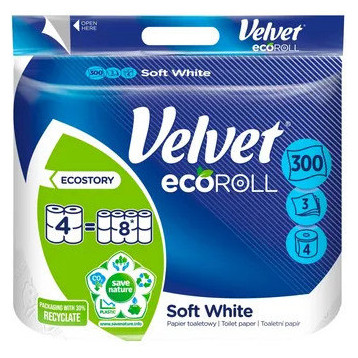 Papier toaletowy VELVET ECOROLL biały 3w. (4rol.)