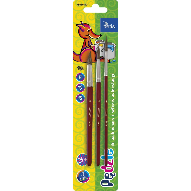 Pędzle okrągłe (rozm.8,10,12) KE010-BO TETIS