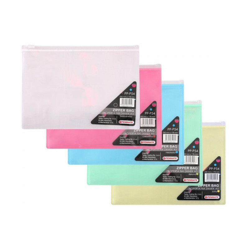 Koperta na zamek A5 czerwona PP-P54 TT6696 PENMATE