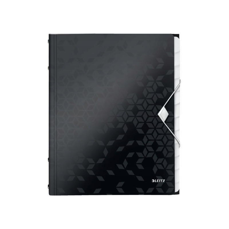 Teczka z gumką 12 przegródek A4 200k czarna 46340095 LEITZ WOW