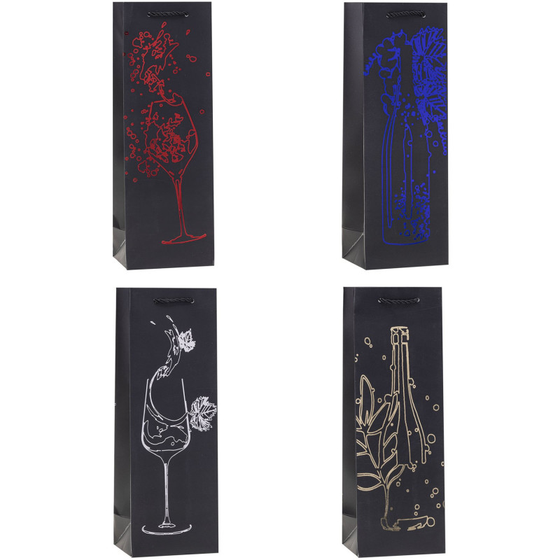 Torebka prezentowa 12x35x9cm na butelkę TBF-24157-BB ROZETTE