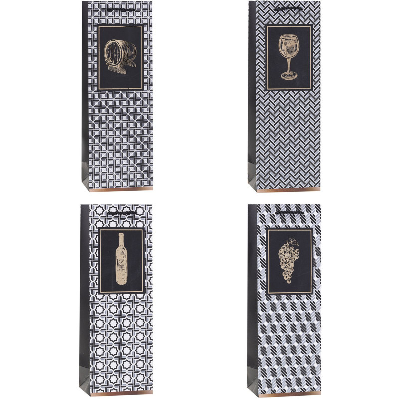 Torebka prezentowa 12x35x9cm na butelkę TBG-24155-BB ROZETTE