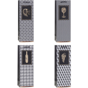 Torebka prezentowa 12x35x9cm na butelkę TBG-24155-BB ROZETTE