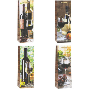 Torebka prezentowa 12x36x9cm na butelkę Lux TBF-24053-BB ROZETTE