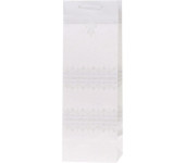 Torebka prezentowa 12x36x10cm na butelkę Lux Biała z brokatem BB ROZETTE