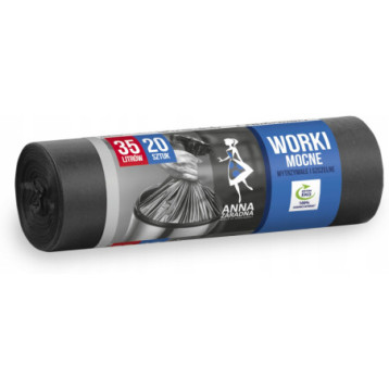 Worki na śmieci 35L HDPE mocne (20szt) czarne ANNA ZARADNA WNS2207/80SH