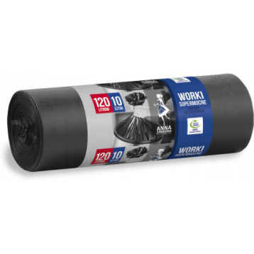 Worki na śmieci 120L LDPE supermocne (10szt) czarne ANNA ZARADNA WNS1972/25SH