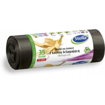 Worki na śmieci 35L LDPE ekologiczne z taśmą (15szt) STELLA WNS-4249 Worki na śmieci 35L LDPE ekologiczne z taśmą (15szt) STELLA WNS-4249