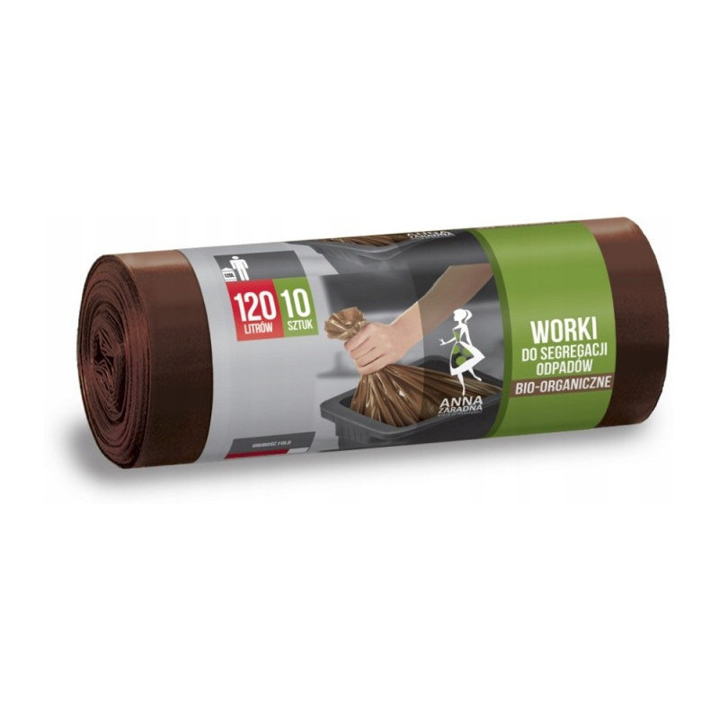 Worki do segregacji odpadów BIO 120L 10szt brązowe WNS-7027V1
