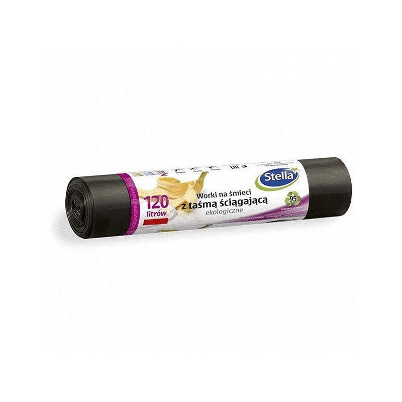 Worki na śmieci 120L ekologiczne z taśmą (LDPE) (10szt) STELLA WNS-6356