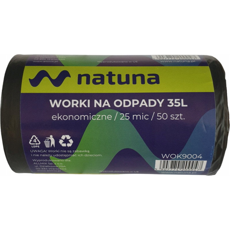 Worki na śmieci 35L 25mic LDPE ekonomiczne NATUNA (50szt)