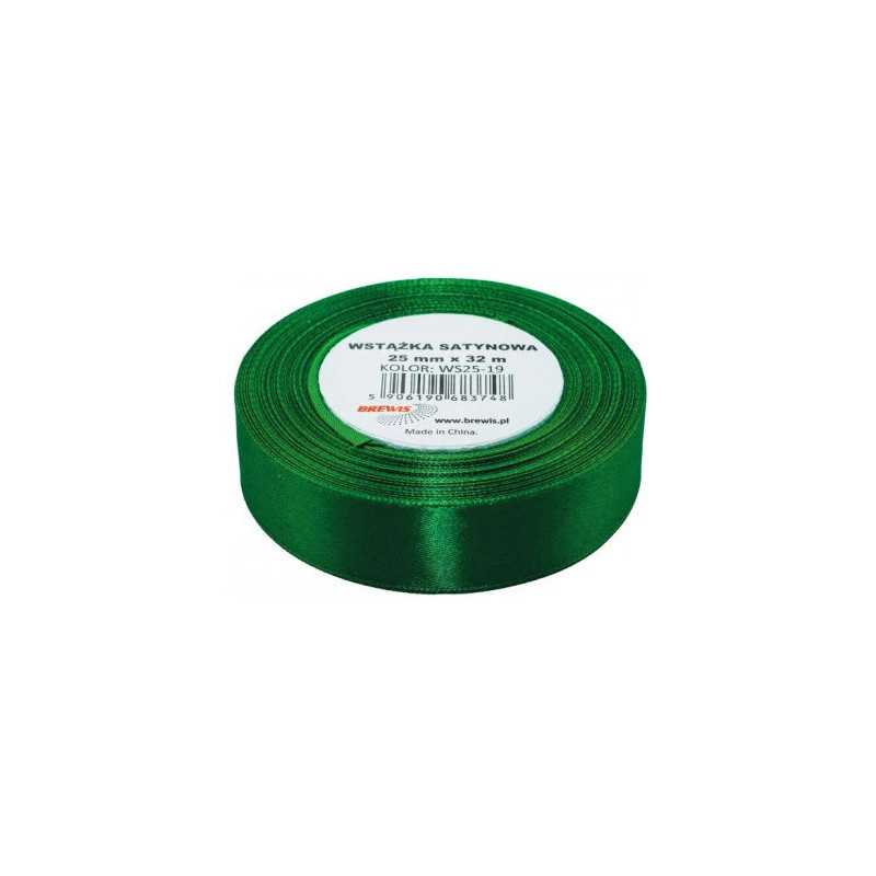 Wstążka satynowa 25mm/32m 19 zielona BREWIS