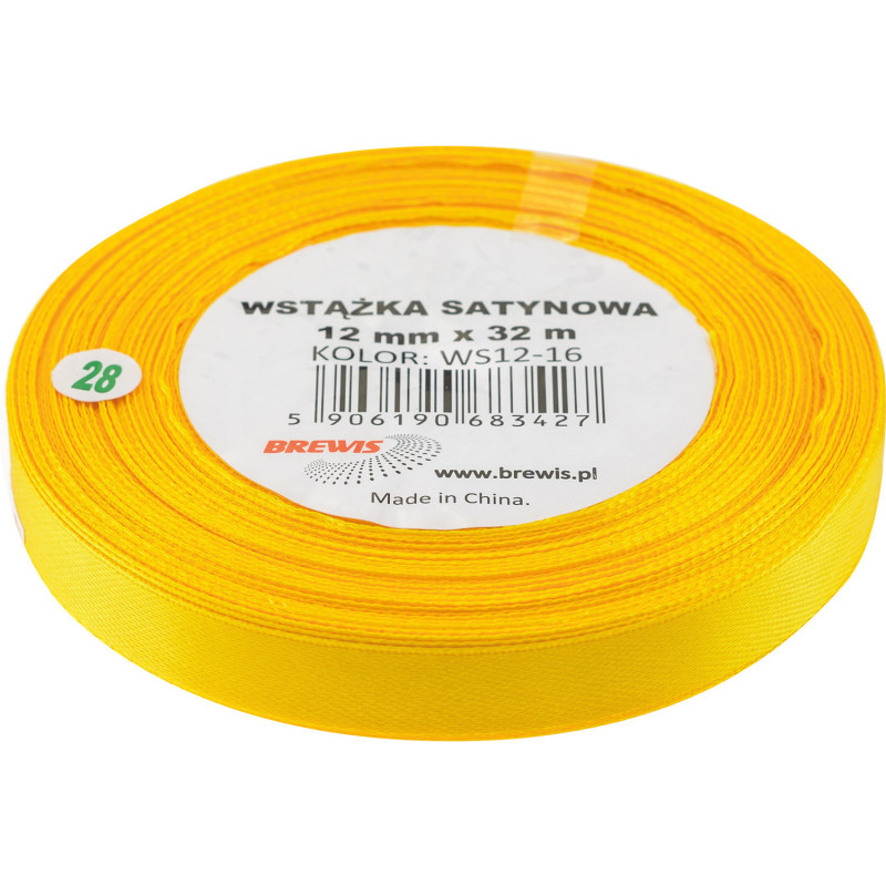 Wstążka satynowa 12mm/32m 16 żółta BREWIS