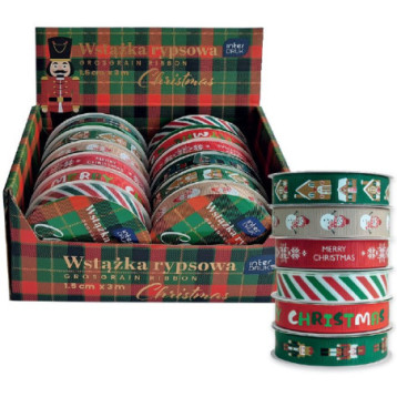 Wstążka rypsowa 3m (12szt.) CHRISTMAS INTERDRUK Wstążka rypsowa 3m (12szt.) CHRISTMAS INTERDRUK
