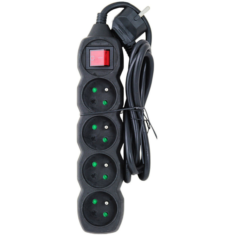 Listwa zasilająca 4gn. 1.5metra czarna z włącznikiem ELK212K ESPERANZA