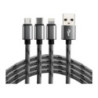 Kabel USB-A - USB-C/microUSB/Lightning 3w1 1,2m 2,4A pleciony czarny EVERACTIVE (CBB-1.2MCI)
