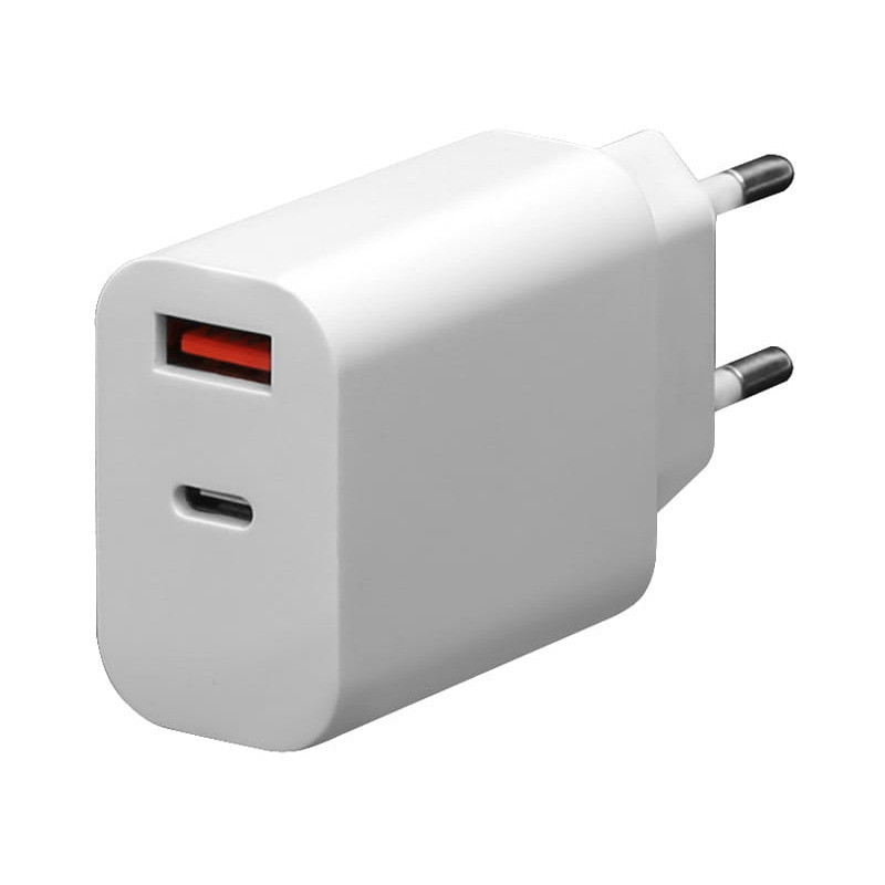 Ładowarka sieciowa 230V PLATINET 1xUSB-A + 1xUSB-C 30W biała (45481)