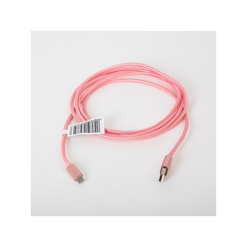 Kabel USB-A - microUSB 1m pleciony jasny różowy OMEGA IGUANA (43934)