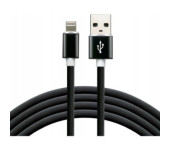 Kabel USB-A - Lightning 1m 2,4A silikonowy czarny EVERACTIVE (CBS-1IB)
