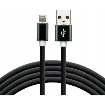 Kabel USB-A - Lightning 1m 2,4A silikonowy czarny EVERACTIVE (CBS-1IB) Kabel USB-A - Lightning 1m 2,4A silikonowy czarny EVERACTIVE (CBS-1IB)