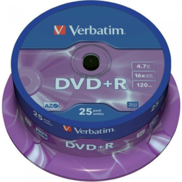 Płyta DVD+R 4,7GB VERBATIM cake (25szt) 16x Matt Silver 43500 Płyta DVD+R 4,7GB VERBATIM cake (25szt) 16x Matt Silver 43500