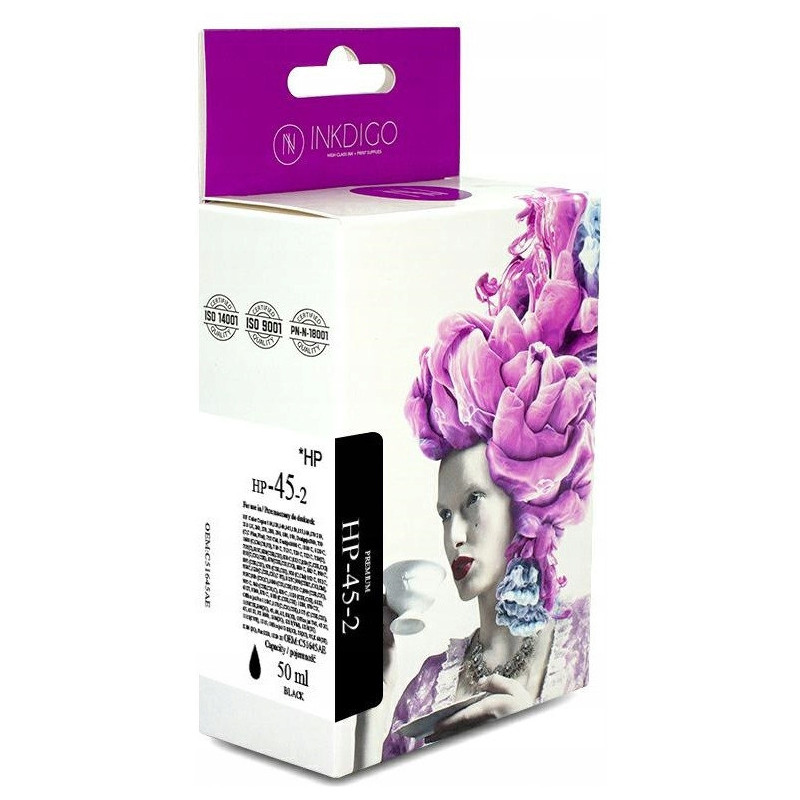 Tusz INKDIGO (HP-45-2) czarny 50ml zamiennik HP (45/51645AE) Tusz INKDIGO (HP-45-2) czarny 50ml zamiennik HP (45/51645AE)