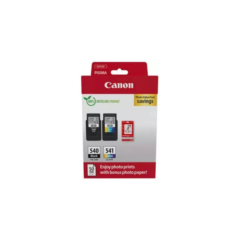 Tusz CANON (PG-540+CL-541/5225B013AA) czarny 8ml + kolor 8ml (2szt) + papier foto (50szt) Tusz CANON (PG-540+CL-541/5225B013AA) czarny 8ml + kolor 8ml (2szt) + papier foto (50szt)