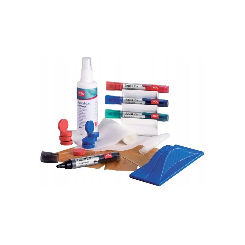 Zestaw do czyszczenia tablic NOBO 1901430 pianka+10ścier+gąb+4mar+u.mag