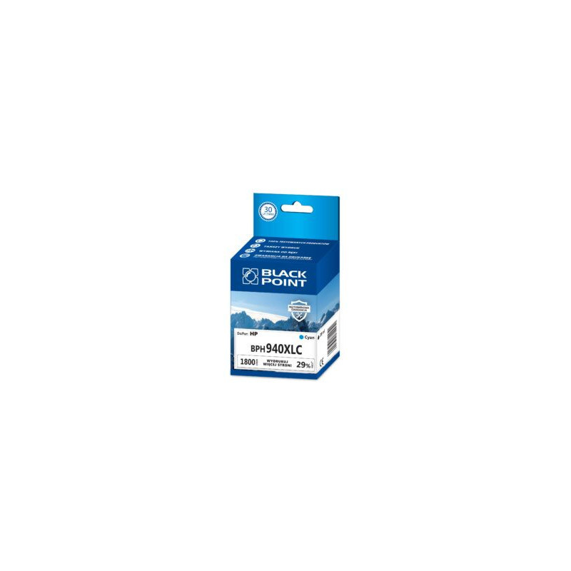 Tusz BLACK POINT (BPH940XLC) niebieski 1800str zamiennik HP (940XL/C4907AE)