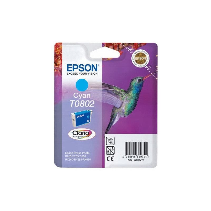 Tusz EPSON (T0802/C13T08024010) niebieski 250str Stylus Photo R265/360