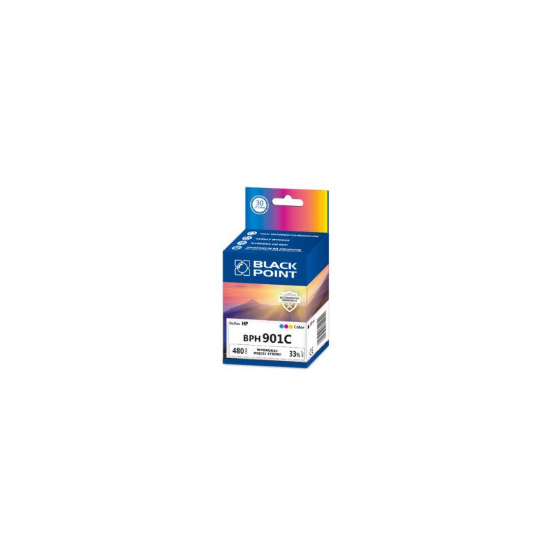 Tusz BLACK POINT (BPH901C) kolor 480str zamiennik HP (901/CC656AE)