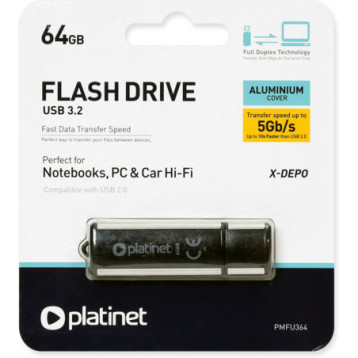 Pamięć USB-A 64GB PLATINET X-DEPO USB 3.2 czarny (41589)