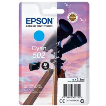Tusz EPSON (502/C13T02V24010) niebieski 3,3ml/160str Tusz EPSON (502/C13T02V24010) niebieski 3,3ml/160str