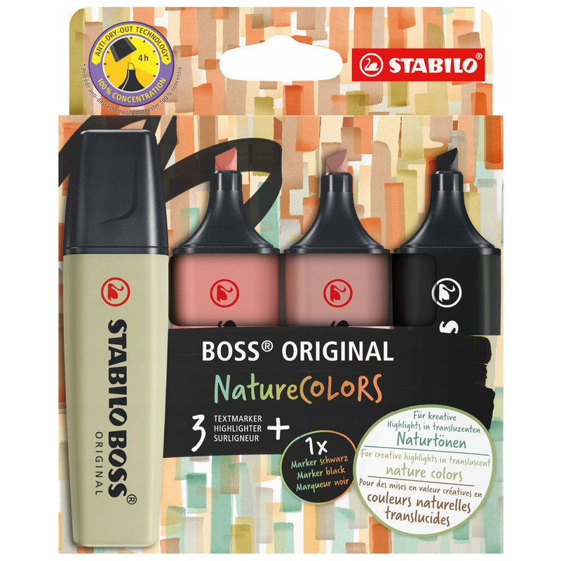 Zakreślacz BOSS ORIGINAL Nature COLOURS 70/4-2-3 mix 4kolory