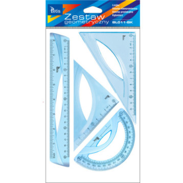 Zestaw geometryczny z linijką 20cm NIEBIESKI BL011-BK TETIS