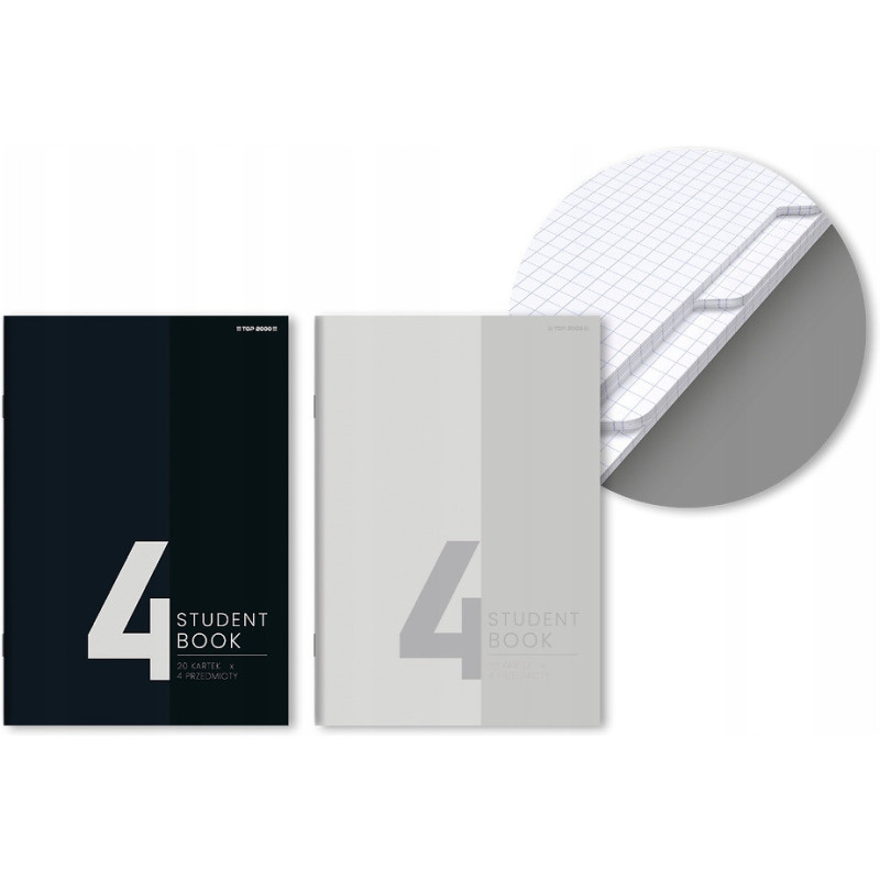 Zeszyt A4 80k kratka 4 przedmioty STUDENT BOOK 400183848 TOP 2000