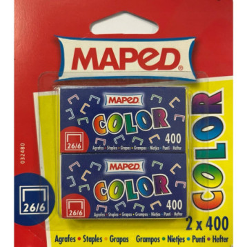 Zszywki 26/6 kolorowe 2x400szt. 0324806 MAPED Zszywki 26/6 kolorowe 2x400szt. 0324806 MAPED