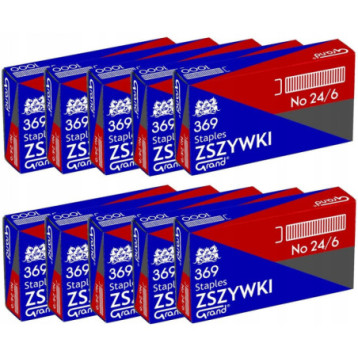 Zszywki biurowe 24/6 369 (10 paczek x 1000 sztuk) do zszywaczy 110-1388 GRAND