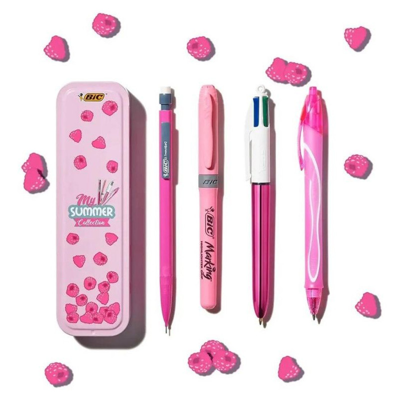 Zestaw SUMMER różowy box 4 sztuki w metalowym pudełku 978219 BIC