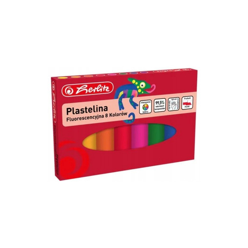 Plastelina szkolna fluorescencyjna Zestaw 8 kolorów 9588997 HERLITZ
