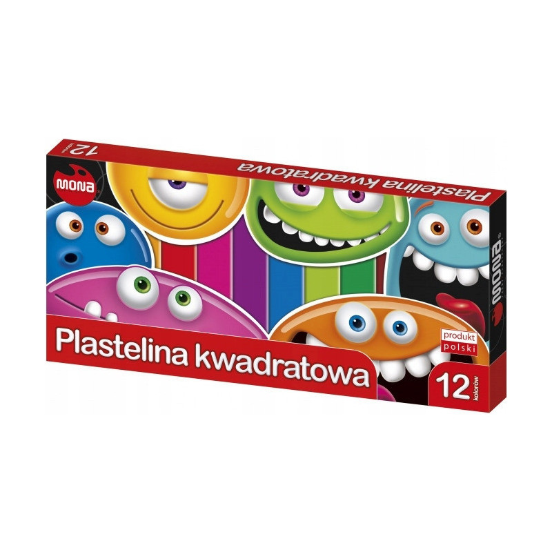 Plastelina kwadratowa dla dzieci Zestaw 12 kolorów MONA St.Majewski