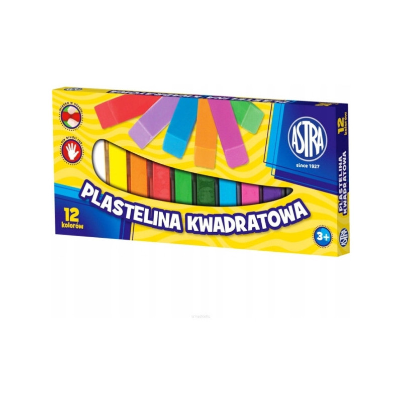 Plastelina dla dzieci kwadratowa 12 kolorów zestaw 83813908 ASTRA