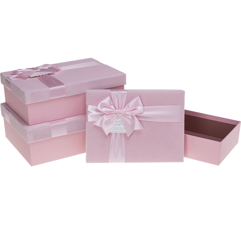 Zestaw pudełek ozdobnych PUG-24114-PR PINK (3szt) ROZETTE