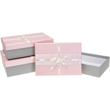 Zestaw pudełek ozdobnych PUG-23220-PR PINK (3szt) ROZETTE Zestaw pudełek ozdobnych PUG-23220-PR PINK (3szt) ROZETTE