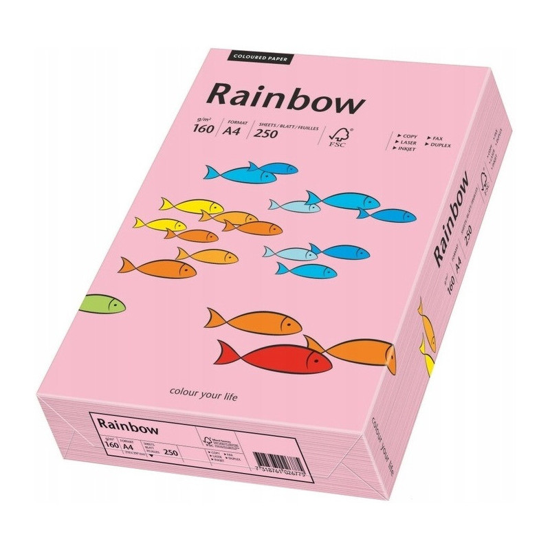 Papier ksero A4 160g.różowy R55 (250) RAINBOW 88042549
