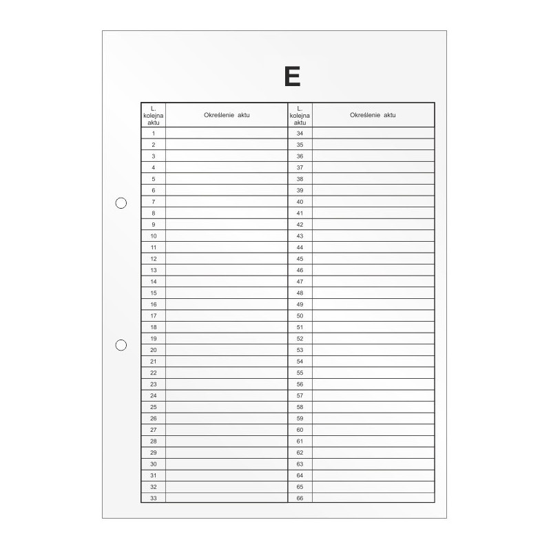 Przekładki do akt osobowych E Wkład do segregatora 10 arkuszy DRU-055E BIURFOL