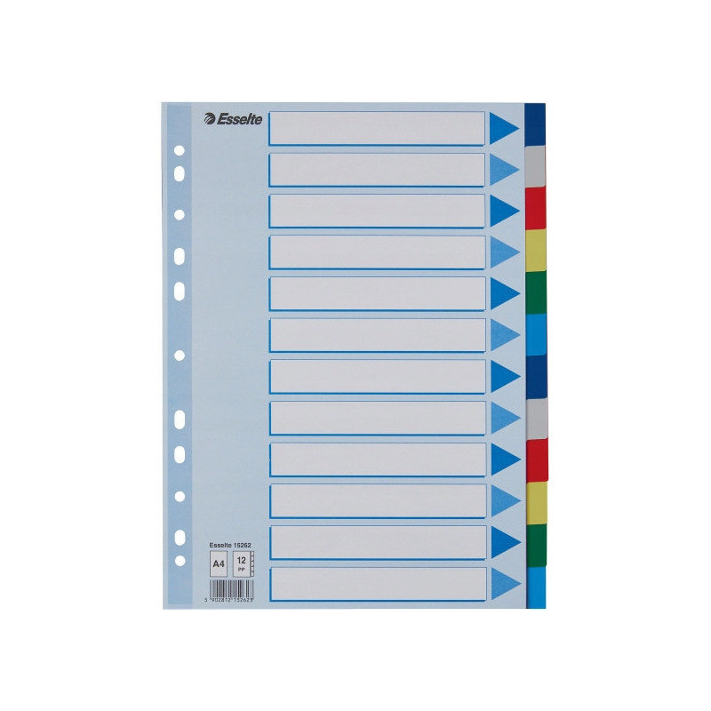 Przekładki plastikowe z PP A4 12 kart 15262 ESSELTE